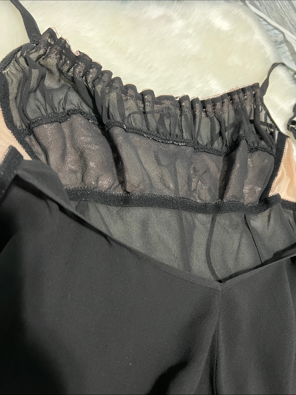 VINTAGE Y2K Victoria’s Secret 100% Silk Babydoll Chemise Black Pink XS - Picture 11 of 11